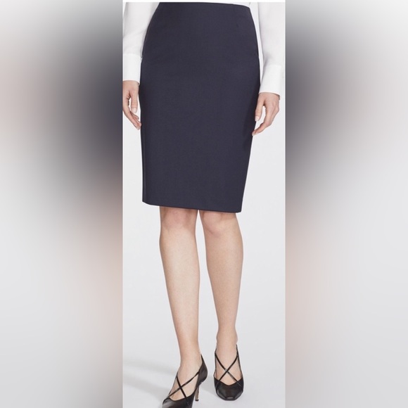 Used, Lafayette 148 Italian Stretch Wool Pencil Skirt, black, size 10 - Picture 1 of 5